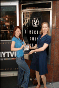 Martti Nelson (left) and Kim Roberts (right) represent outside the Directors Guild Theatre in NYC